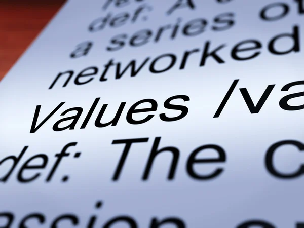 Values Definition Closeup Showing Principles And Morality — Stock Photo, Image