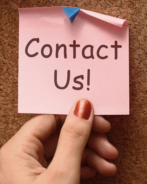 Neem contact op met ons bericht toont e-mail of telefoongesprek — Stockfoto