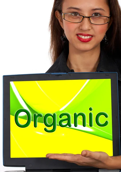 Organic Computer Message Shows Natural Online Food — Stock Photo, Image