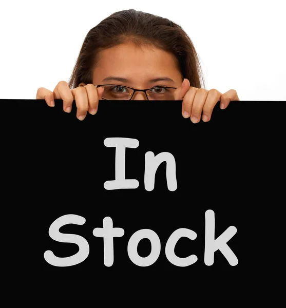In Stock Sign Shows Available Now — Stok fotoğraf