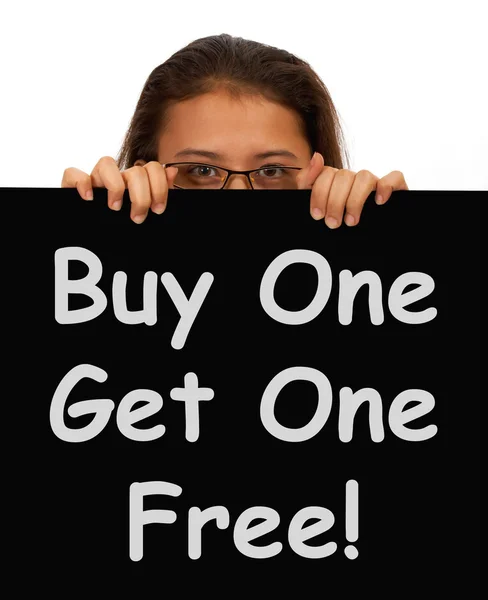 Buy One Get 1 Free Sign Shows Discounts — Stock Photo, Image