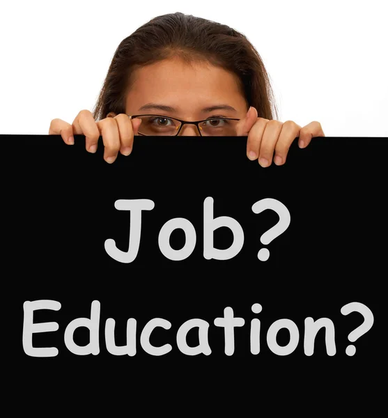 Sinal de emprego e educação mostra escolha de trabalhar ou estudar — Fotografia de Stock