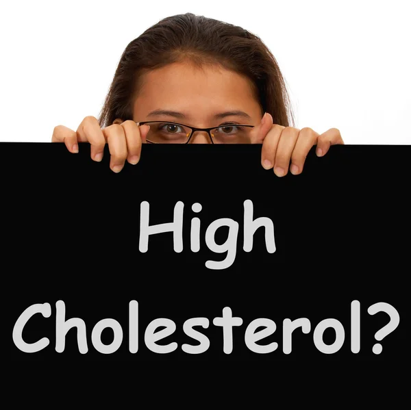 Hoog cholesterolgehalte teken weergegeven: ongezond vet dieet — Stockfoto