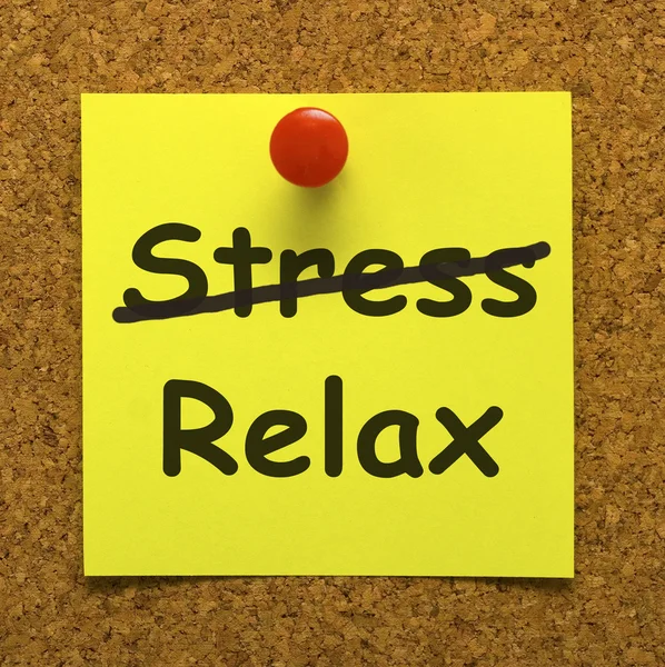 Nota de Relaxamento Mostrando Menos Estresse e Tenso — Fotografia de Stock