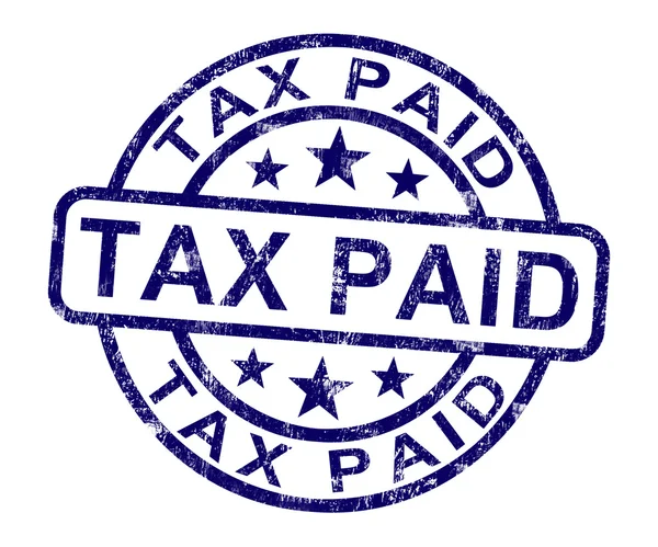 Imposto pago Selo mostra impostos especiais de consumo ou impostos pagos — Fotografia de Stock