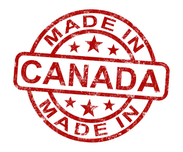 Made In Canada Stamp Shows Canadian Product Or Produce