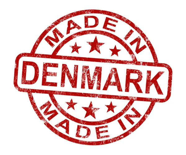 Made In Denmark Stamp Shows Danish Product Or Produce — Stock Photo, Image
