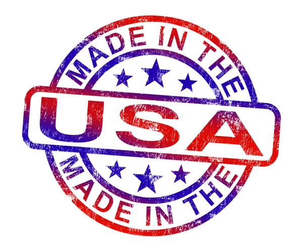 Made In USA Stamp Shows American Products Or Produce — Stock Photo, Image