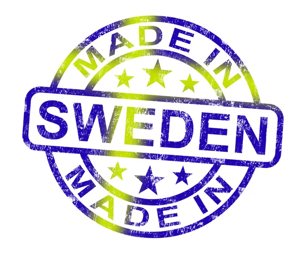 Feito na Suécia Selo mostra produto sueco ou produzir — Fotografia de Stock