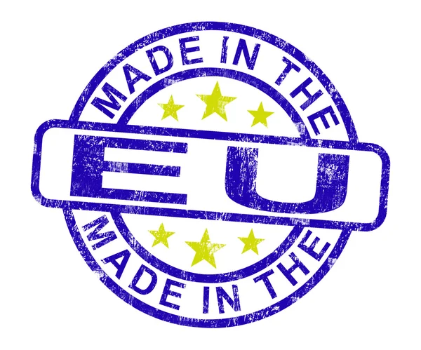 Gemaakt in de eu stempel toont product of de producten van de Europese — Stockfoto