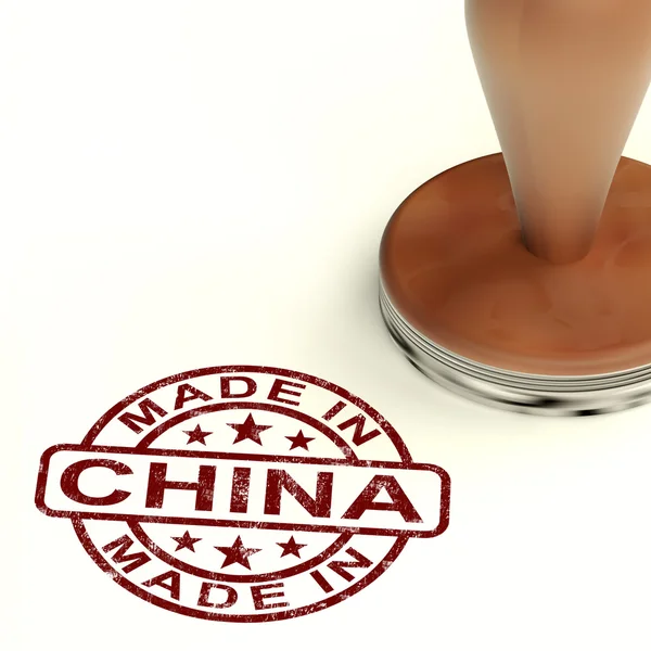 Fabricat în China ștampilă care afișează produsul chinezesc sau produce — Fotografie, imagine de stoc