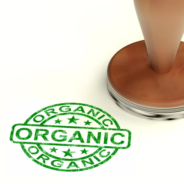 Органическая марка показывает натуральную сельскохозяйственную экологическую еду — стоковое фото