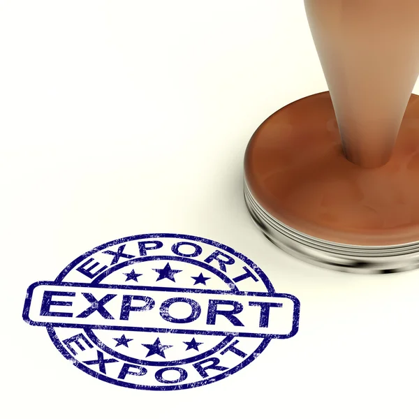 Eksport pieczęć pokazano globalnej dystrybucji i transportu — Zdjęcie stockowe