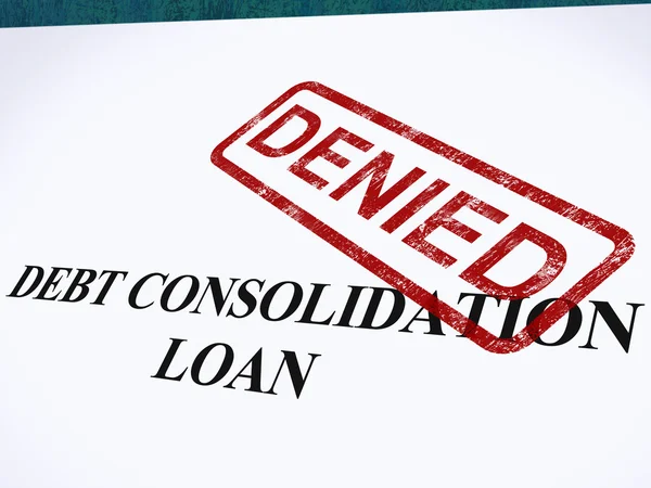 Empréstimo de consolidação da dívida Selo negado mostra empréstimos consolidados Re — Fotografia de Stock
