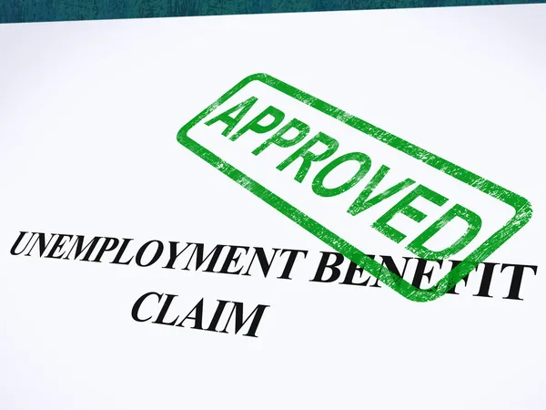 Antrag auf Arbeitslosengeld genehmigt Stempel zeigt Sozialversicherung — Stockfoto