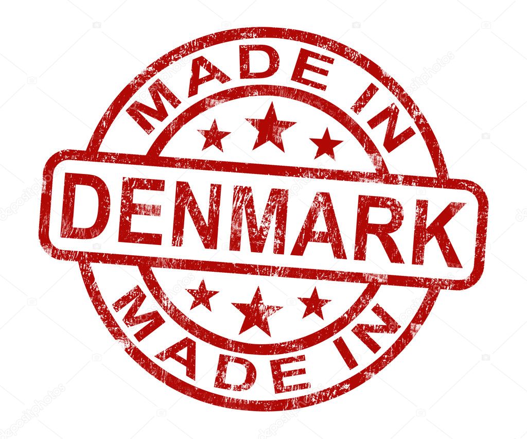 Made In Denmark Stamp Shows Danish Product Or Produce