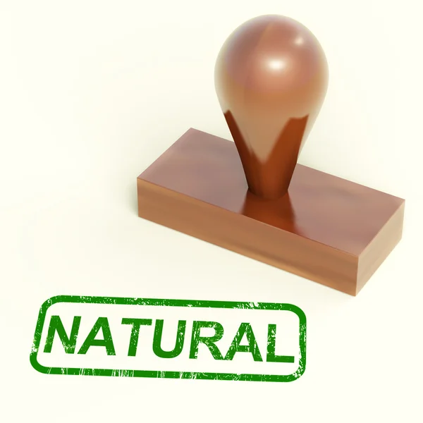 Natural Rubber Stamp Shows Organic And Pure Produce — Stock Photo, Image