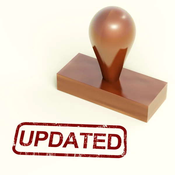 Aktualizacja pieczęć pokazuje poprawa aktualizacji lub uaktualnienia — Zdjęcie stockowe