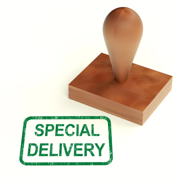 El sello de entrega especial muestra un envío seguro e importante —  Fotos de Stock