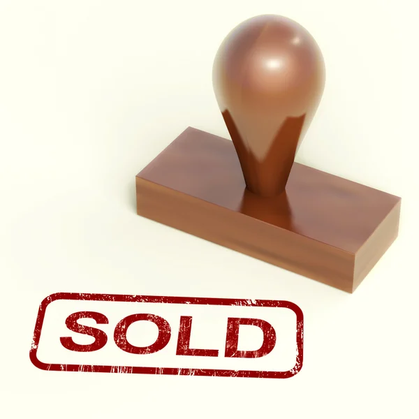 Verkocht stempel met verkoop of aankoop van — Stockfoto