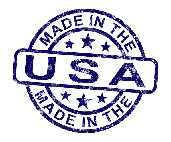 W usa pieczęć pokazuje produktu lub produktu Ameryki — Zdjęcie stockowe