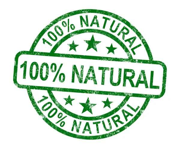 Sto procent naturalny pieczęć pokazuje czysty produkt oryginalny — Zdjęcie stockowe