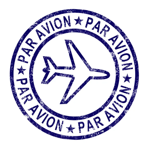 Par Avion Stamp Shows Correspondence Overseas By Plane — Stock Photo, Image