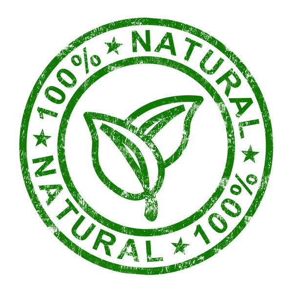 Sto procent naturalny pieczęć pokazuje czystej oraz oryginalne produkty — Zdjęcie stockowe