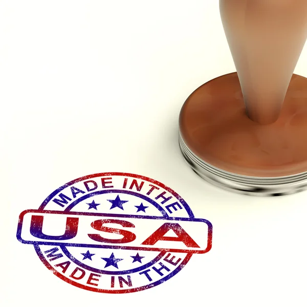 Hecho en el sello de los E.E.U.U. que muestra productos o productos americanos —  Fotos de Stock