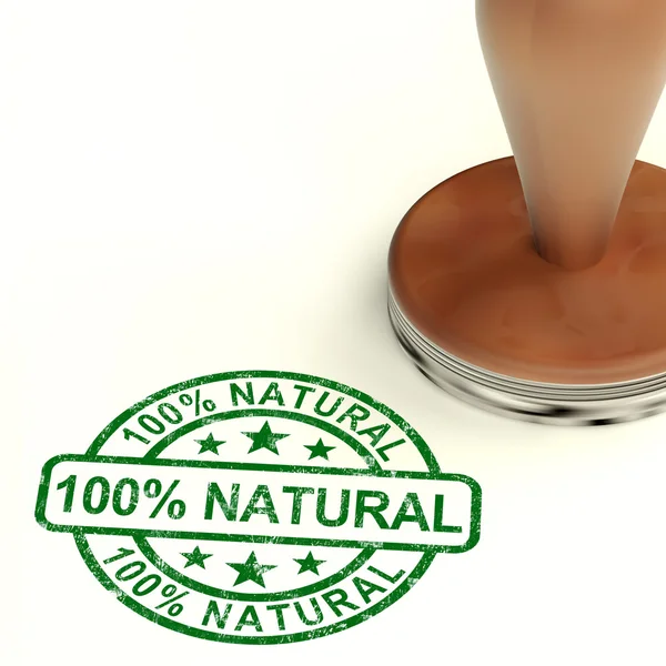 Cem por cento de selo natural mostra puro produto genuíno — Fotografia de Stock