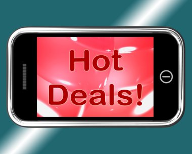 Hot Deals Mobile Message Represents Discounts Online clipart