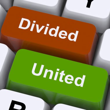 Divided And United Keys Show Partnership Or Teamwork clipart