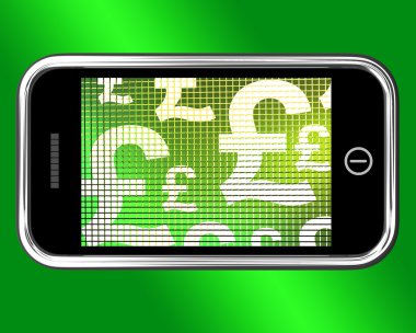 İngiliz Pound işaretleri cep telefonun ekranında