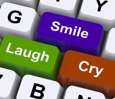 Cry gülümseme anahtarları temsil farklı duygular gülmek