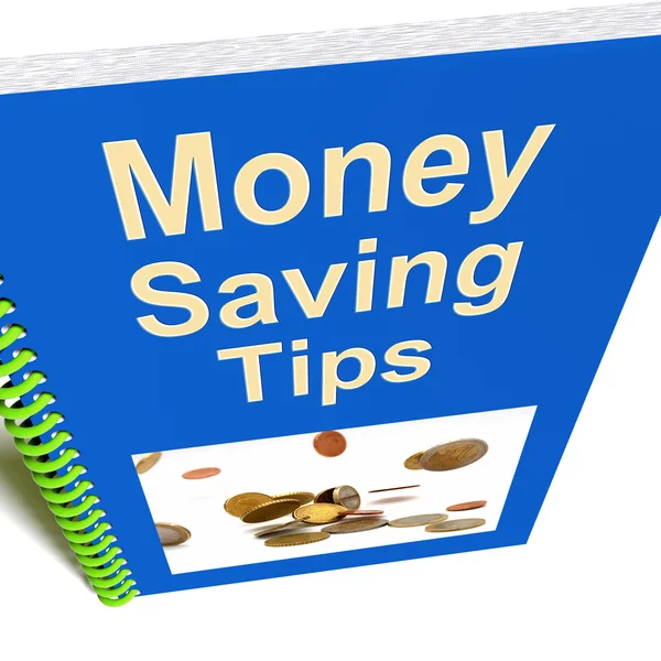 Money Saving Tips Book Shows Finance Advice — Stock Photo, Image