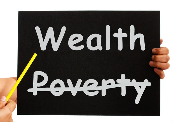 Wealth Board Showing Money Not Poverty — Zdjęcie stockowe