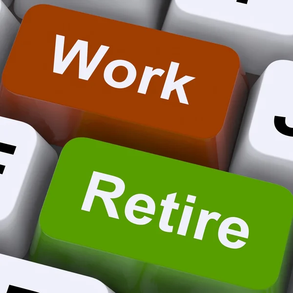 Il lavoro o il cartello di pensione mostra la scelta di lavorare o andare in pensione — Foto Stock