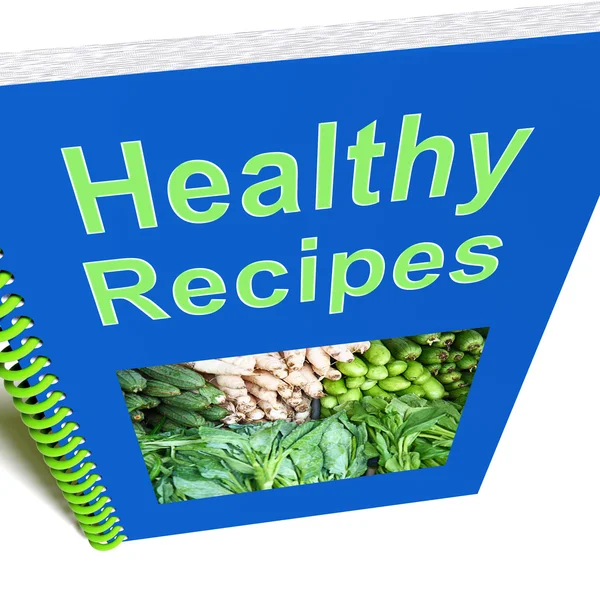 Receitas saudáveis mostra livro preparando boa comida — Fotografia de Stock