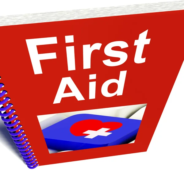 First Aid Manual Shows Emergency Medical Help — Stock Photo, Image