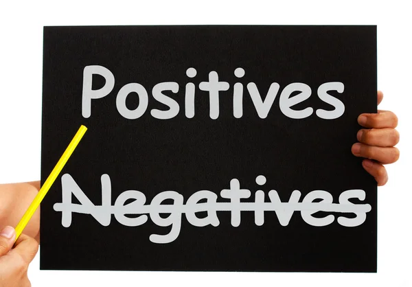 Negatives Positives Board Shows Analysis Or Plusses — Stock Photo, Image