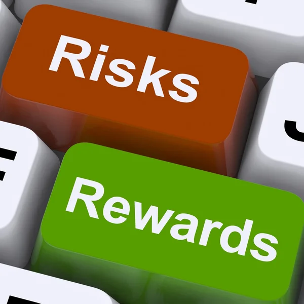 Risks Rewards Keys Show Payoff Or Roi — Stock Photo, Image