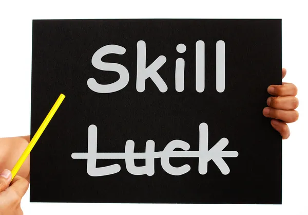 Skill Word On Board Shows Expertise Not Luck — Stock Photo, Image