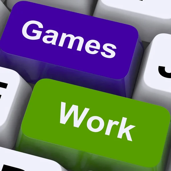 Games Work Keys Show Working or Playing Time Management — Stock Photo, Image
