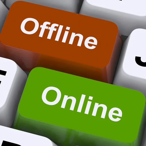 Offline Online Keys Show Internet Communication Status — Stock Photo, Image
