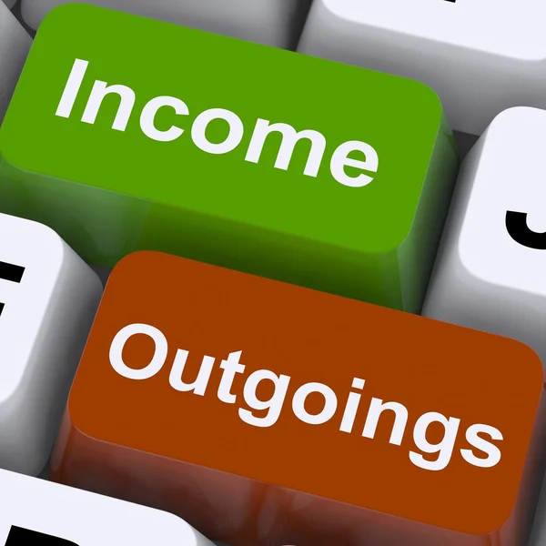 Income Outgoings Keys Show Budgeting And Bookkeeping — Stock Photo, Image