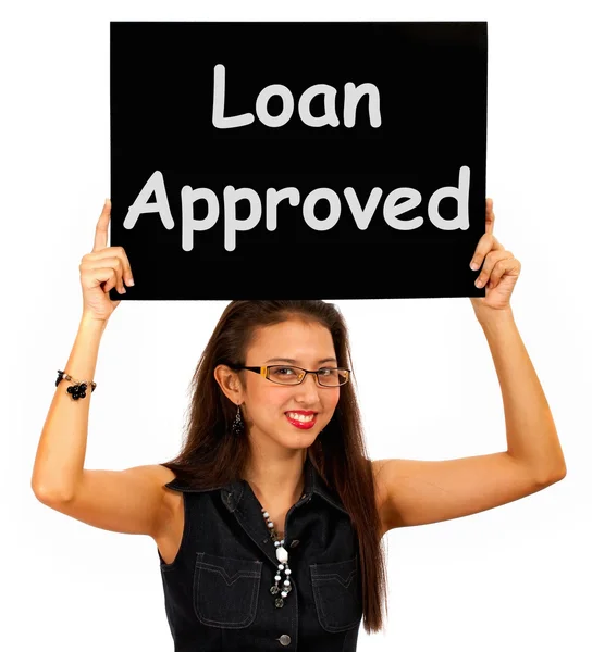 Loan Approved Sign Shows Credit Agreement Ok — Stock Photo, Image