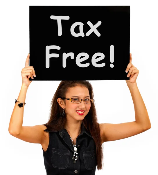 Tax Free Sign Board Shows No Duty Shopping — Stock Photo, Image