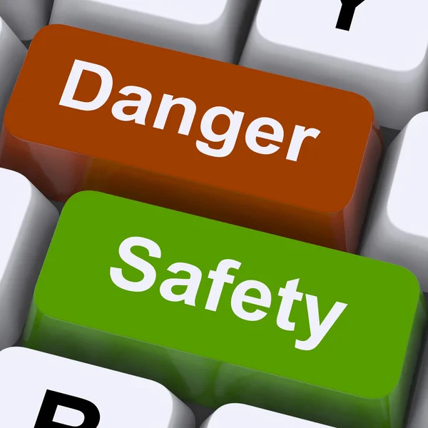 Gefahren- und Sicherheitsschlüssel zeigen Vorsicht und Gefahren — Stockfoto