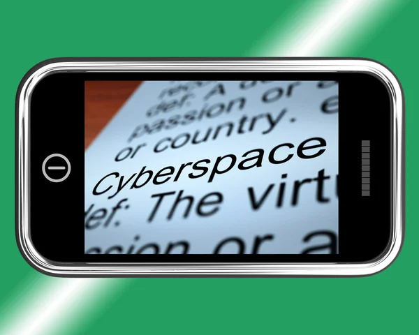 Cyberspace Definition On Mobile Phone Shows Internet Connection — Stock Photo, Image