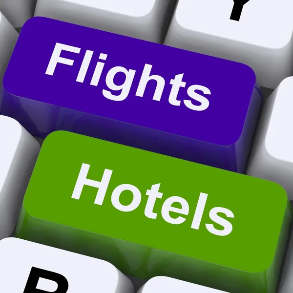 Flights And Hotel Keys For Overseas Vacations — Stock Photo, Image